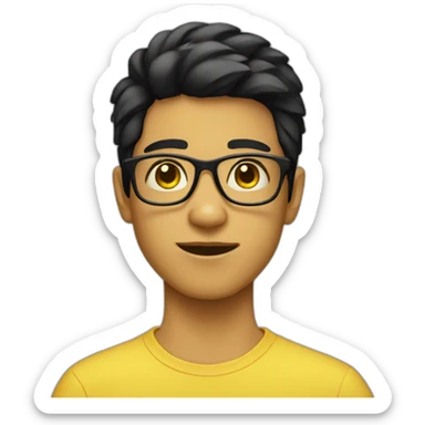boy with yellow tinted glasses and combed black hair  sticker