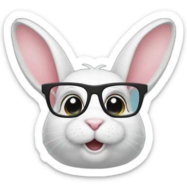 rabbit with black spectacles  sticker