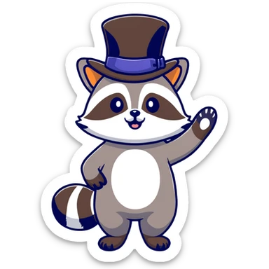 raccoon tipping top hat sticker