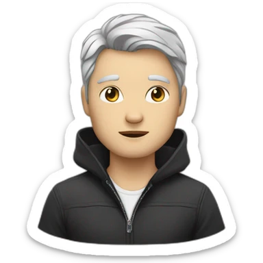 Cat morphing into a white man with black hair  sticker