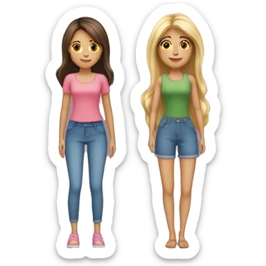 Mamá e hija adolescente rubias cabello largo sticker