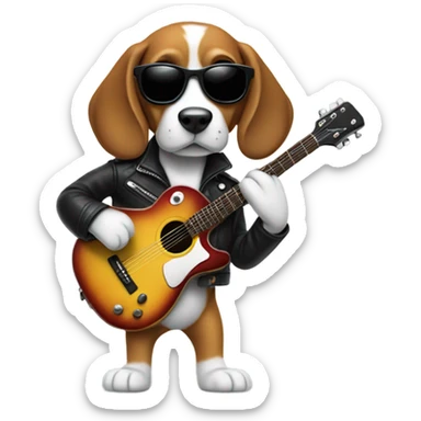 Rock and roll beagle sticker