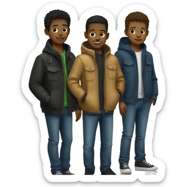 three boys in stylish jackets sticker