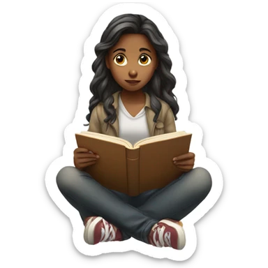 girl reading book sticker