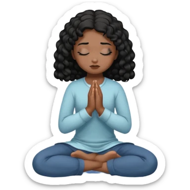 girl praying on knees curls black sticker