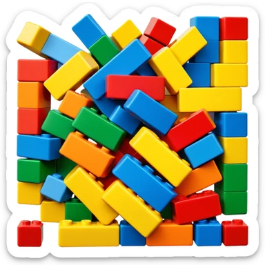 stacked lego blocks, bright and vivid colors, simple and cute style sticker