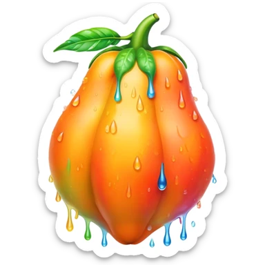 Wet rainbow dripping papaya sticker