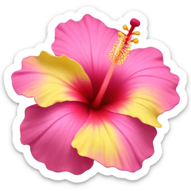yellow and pink hibiscus flower sticker