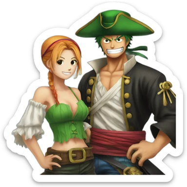 pirate luffy with Roronoa zoro sticker