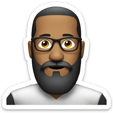 Man with black glasses and a full beard in mustache in jail sticker