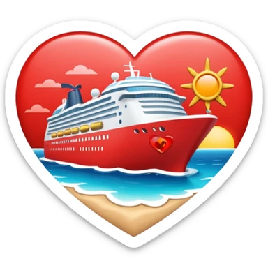Heart with cruise ship and beach sticker