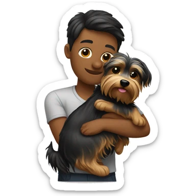 Me hugging Yorkshire terrier  sticker