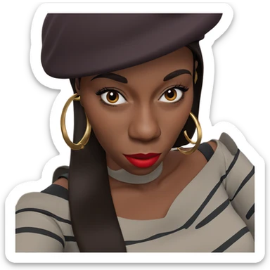 dark beauty in beret hat sticker