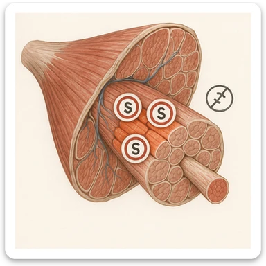 hyper realistic image of cross section of muscle with highlighted slow fibers, slightly enlarged, saturation symbols and limited growth, anatomical details, natural colors, light background sticker