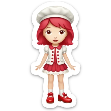 pretty and cute modern day strawberry shortcake full body with red shoes emoji sticker
