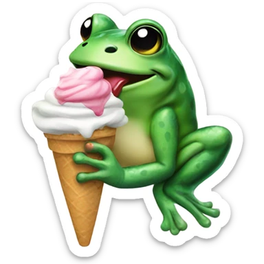 Frog eating ice cream sticker