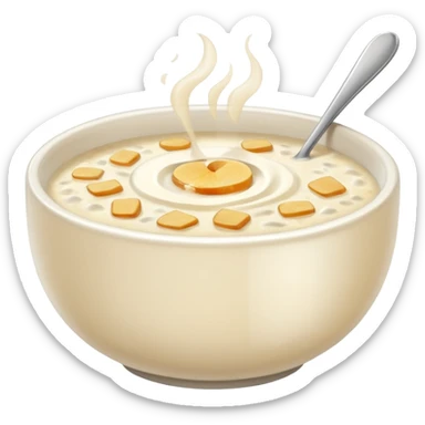 bowl of hot porridge with steam sticker