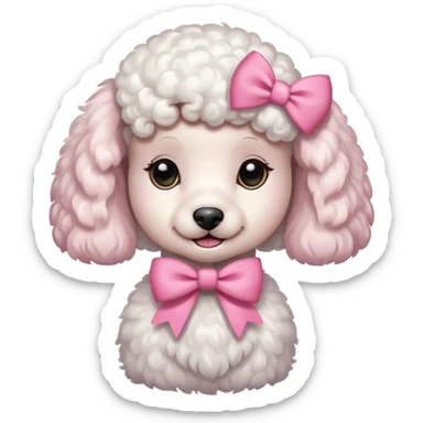 Caniche blanca  con un moño rosa sticker