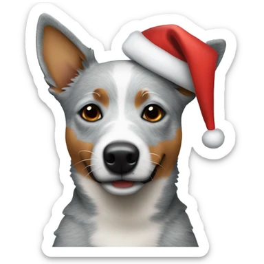 blue heeler dog wearing a santa hat sticker
