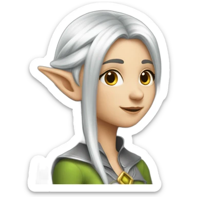 silver-hair-shy-kind-elf-girl sticker