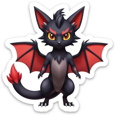 Edgy Cute Cool Kawaii Litten-Noivern-Zoroark-Noibat-Pokemon Full Body  sticker