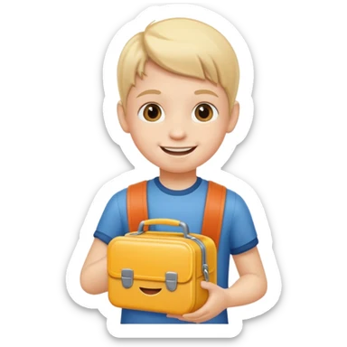 child with lunchbox sticker