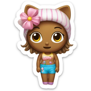 Hello kitty en la playa bronceada sticker