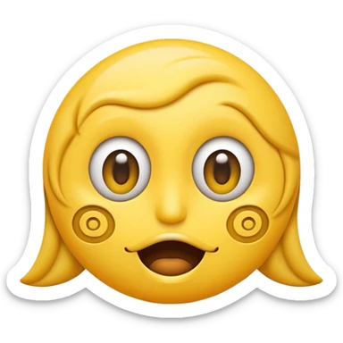 an emoji face with a straight line mouth and swirly eyes  sticker