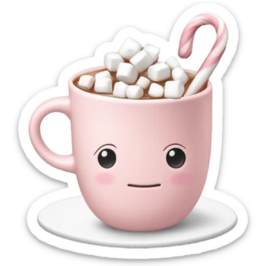 Light Pink mug of hot chocolate with marshmallows  sticker