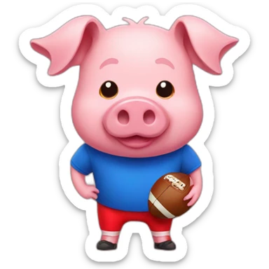 pig with red football tshirt sticker