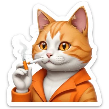 cat smoking cigarette sticker