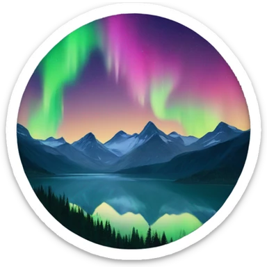Northern lights in the mountains sticker