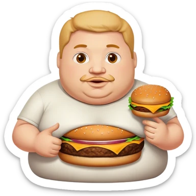 fat dude with burger sticker