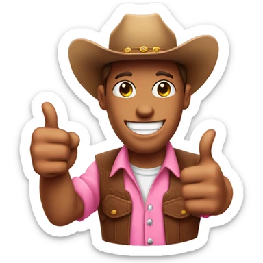  A smiling pink emoji face wearing a preppy cowboy hat holding both of their thumbs up sticker