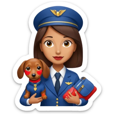 Flight attendant with dachshund sticker