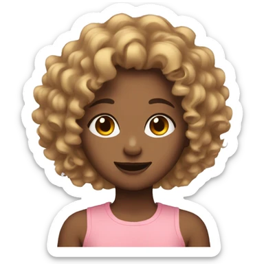 Curly hair girl doing face pal sticker