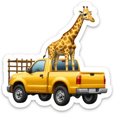 giraffe in the back of a pickup truck sticker