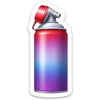 Minimalist spray paint can with smooth rainbow gradient colors flowing from red to violet in a continuous spectrum, clean design sticker