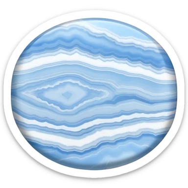 Oval blue lace agate with ethereal sky blue and white banded patterns resembling lace sticker