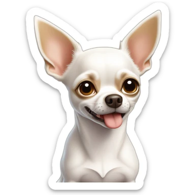 White short-haired, smooth-coated Chihuahua with tan markings, sitting obediently and attentively￼ sticker