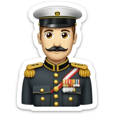 Militaire allemand portant une petite moustache carré et coiffé avec les cheveux plaqué sticker