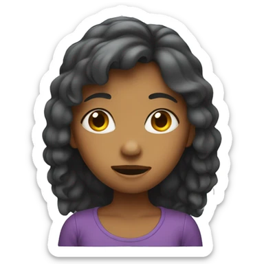 A girl huding her face sticker