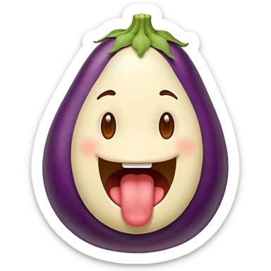 Sticking tounge out with eggplant sticker
