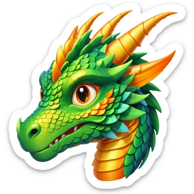 Glory the RainWing dragon's head with a proud look and shimmering scales, based on Wings of Fire, colorful emoji-style illustration sticker