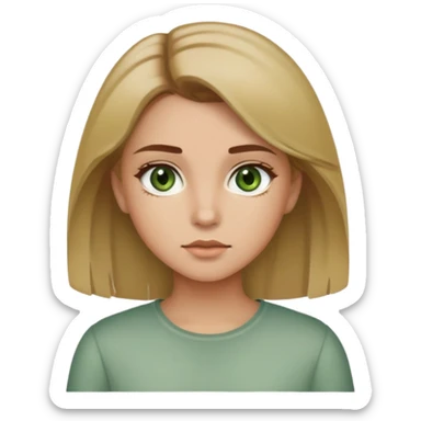 Girl with muted green eyes brown hair with blonde front highlights sticker