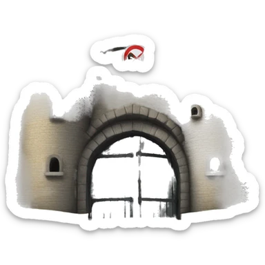 castle drawbridge with "NO ENTRY" sign sticker