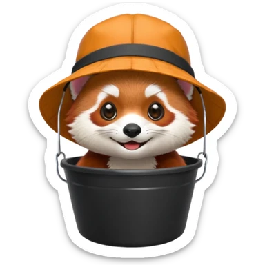red panda wearing bucket hat, full body sticker
