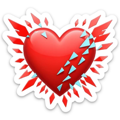Heart glitching, pixel shards flying off sticker