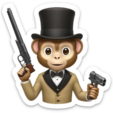 Monkey with top hat and gun sticker