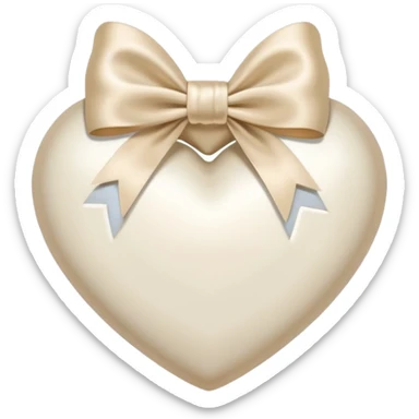 white heart with beige bow sticker